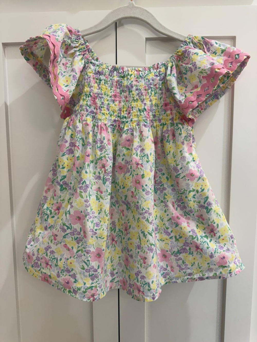 GAP Baby Floral Print Smocked Flutter Sleeve Dress 18-24M